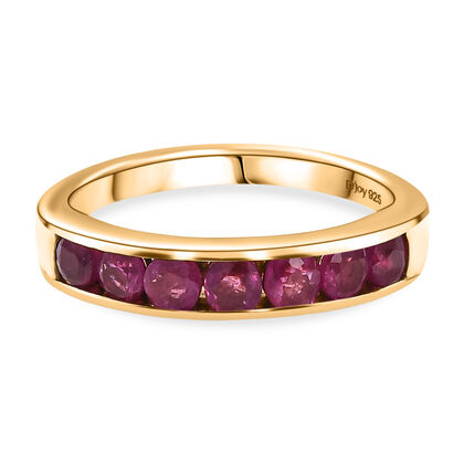 D'Joy AA Afrikanischer Rubin (Fissure gef&uuml;llt) Ring 925 Silber 750 Gelb Vergoldet (Gr&ouml;&szlig;e 21.00) ca. 1,22 ct