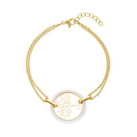 Goldfarbenes Keramik Armband, 18 cm, Edelstahl, IP-Gelbbeschichtung