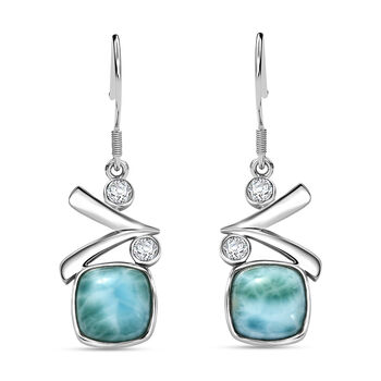 Sajen Silber-Larimar, Wei&szlig;er Topas Ohrringe 925 Silber rhodiniert ca. 5.60 ct