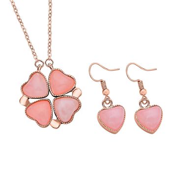 Rosenquarz und rosa Kristall-2-Wege-Schmuckset