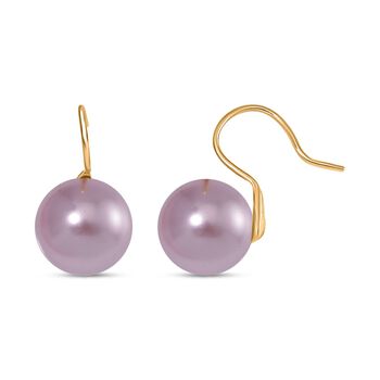 Lila Muschelkernperle Ohrringe 925 Silber vergoldet