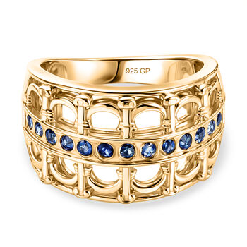 GP Royal Art D&eacute;co Kollektion- Kanchanaburi blauer Saphir Ring und halbe Creolen