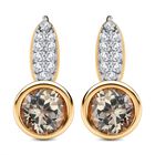 AAA Turkizit und weiße Zirkon-Ohrringe, 925 Silber Gelbgold Vermeil ca. 1.39 ct