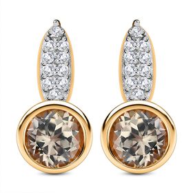 AAA Turkizit und weiße Zirkon-Ohrringe - 1,39 ct.