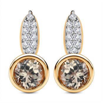 AAA Turkizit und wei&szlig;e Zirkon-Ohrringe - 1,39 ct.