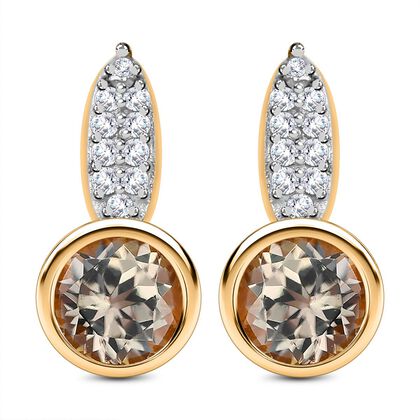 AAA Turkizit und wei&szlig;e Zirkon-Ohrringe, 925 Silber Gelbgold Vermeil ca. 1.39 ct