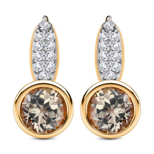 AAA Turkizit und weiße Zirkon-Ohrringe - 1,39 ct. image number 0