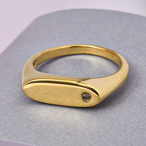 Nat&uuml;rlicher Champagner Diamant Herren Ring 925 Silber 585 Vergoldet image number 3