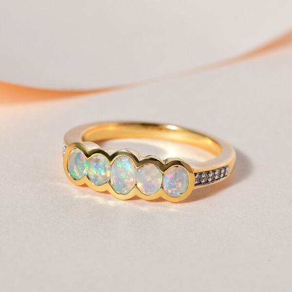 Nat&uuml;rlicher, &auml;thiopischer Welo Opal Ring, 925 Silber Gelbgold Vermeil (Gr&ouml;&szlig;e 18.00) ca. 1.20 ct image number 2