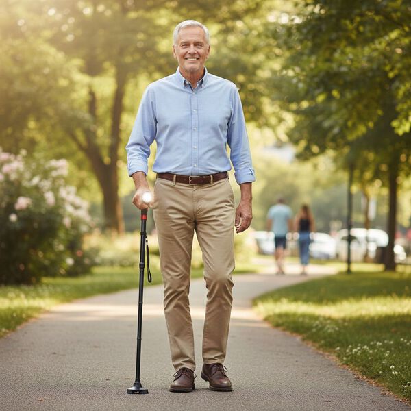 Klappbarer Smart-Walking-Stick mit drehbarem LED-Frontlicht image number 3