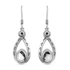 Weißer Büffel, Schwarzer Spinell Ohrringe 925 Silber platiniert ca. 1.58 ct