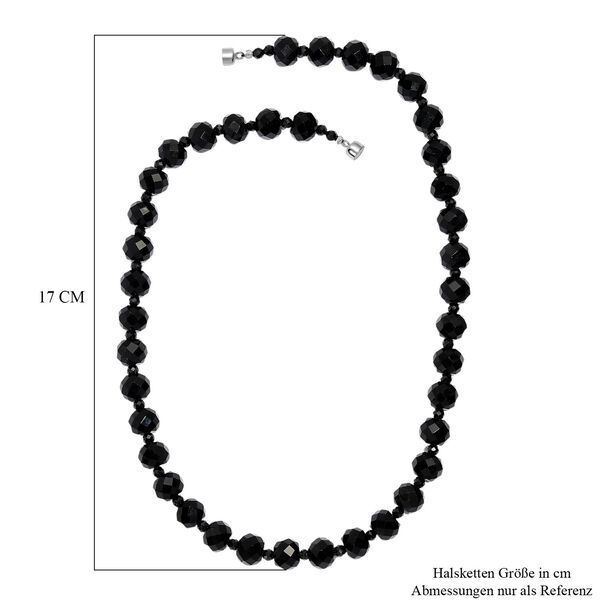 Schwarze Glasachat und schwarze Spinell 45cm Halskette - 230 ct. image number 6