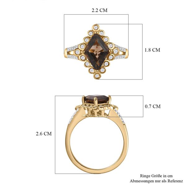 Rauchquarz, Kanchanaburi Blauer Saphir Ring 925 Silber Gelbgold Vermeil (Größe 21.00) ca. 2.25 ct image number 7