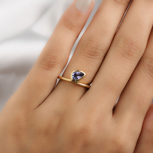 Tansanit-Ring, 925 Silber Gelbgold Vermeil  ca. 0,69 ct image number 3