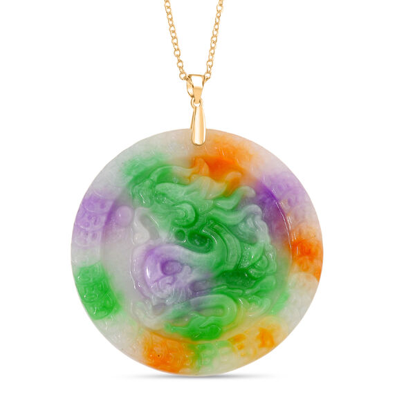 EXTREM SELTEN - Nat&uuml;rlicher Mehrfarbige Jade Schmuckset ca. 50 cm 925 Silber Vergoldet (10-15 Werktage Lieferzeit) ca. 141.00 ct