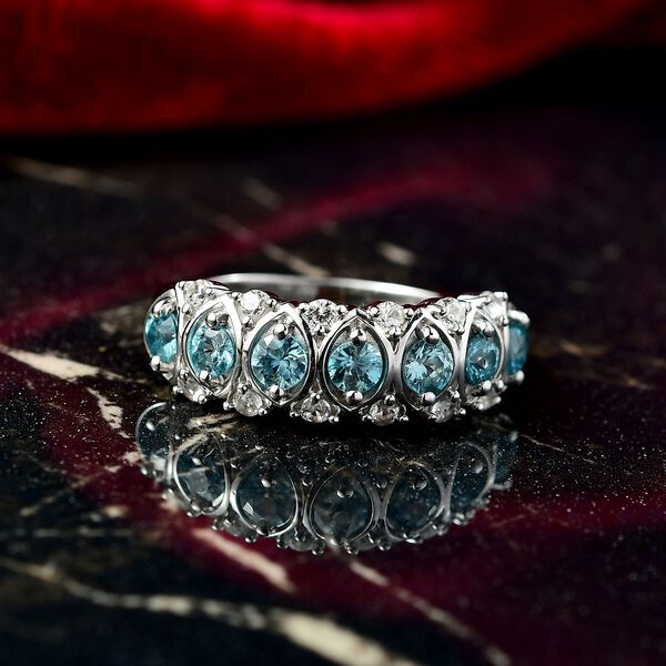 D'Joy Blauer Zirkon, Wei&szlig;er Zirkon Ring 925 Silber rhodiniert (Gr&ouml;&szlig;e 20.00) ca. 1,60 ct image number 1