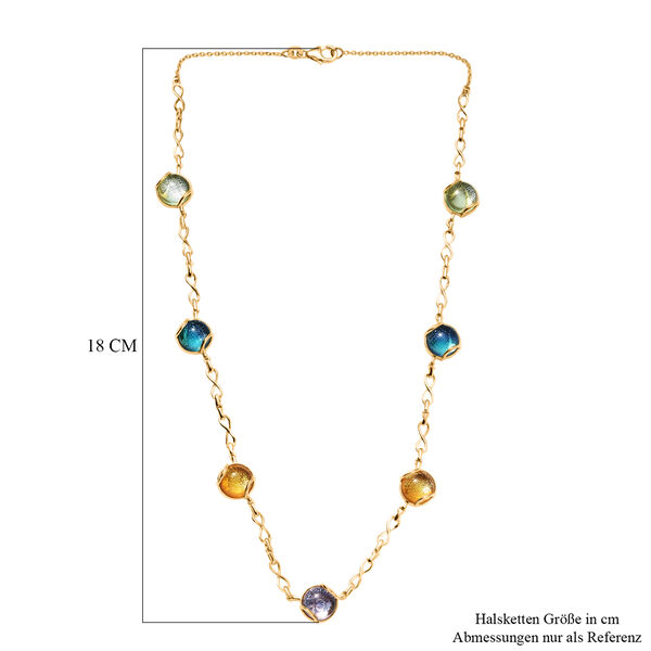 GP - Mehrfarbiges Murano aus Italien, Kanchanaburi Blauer Saphir Halskette ca. 45 cm 925 Silber 750 Gelbgold Vermeil image number 7