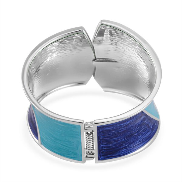 Blau-Türkis Eleganz Armreif - Modernes Wellen-Design, Emailliert image number 4