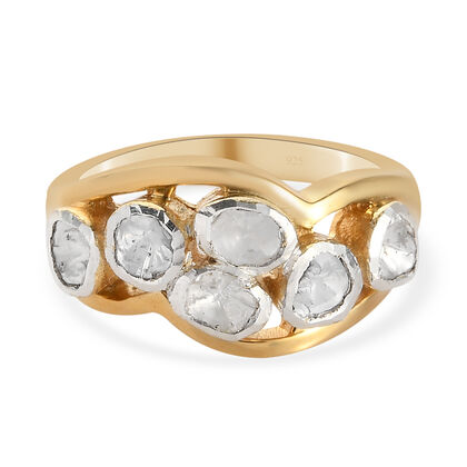 Polki Diamant Ring 925 Silber vergoldet (Größe 16.00) ca. 0,50 ct