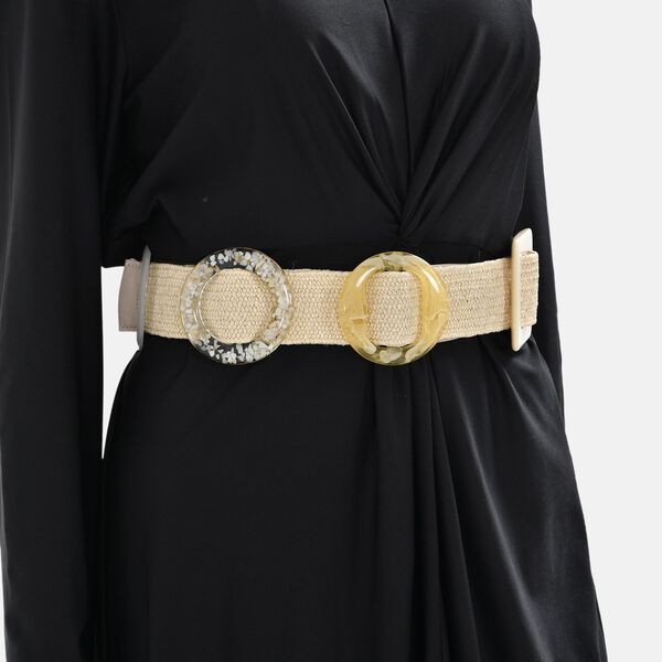 Elastischer Gürtel mit 5 Harz-Schnallen, Weiß image number 5