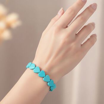 Flexibles Sleeping Beauty t&uuml;rkisfarbenes Herz Muschelkernperle Armband