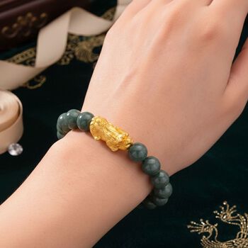 EXTREM SELTEN Nat&uuml;rlicher Olmek Jadeit Armband Flexibles (18 - 19 cm) 925 Silber vergoldet ca. 150,00 ct.