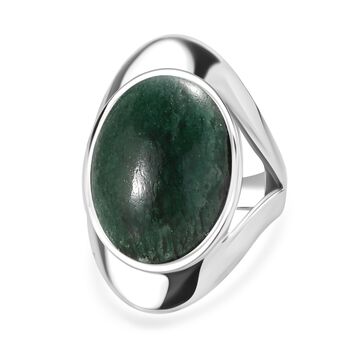Gr&uuml;ner Aventurin Ring Edelstahl (Gr&ouml;&szlig;e 18.00) ca. 33,63 ct