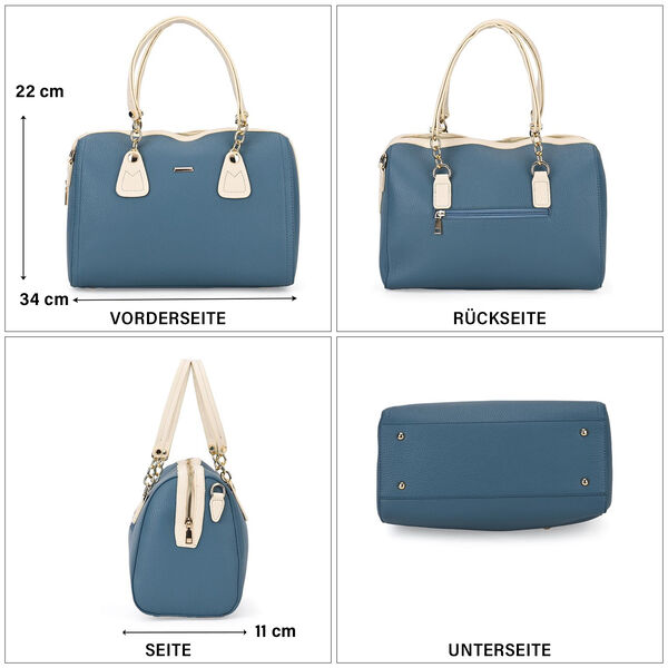 SATCHEL Moderne Handtasche mit Crossbody Gurt, 34x11x22 cm, blau image number 4