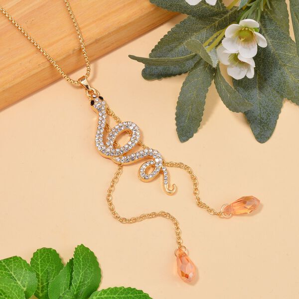 Kristall, Schwarzer Kristall Halskette ca. 60 cm Legierung Std Gelb image number 2