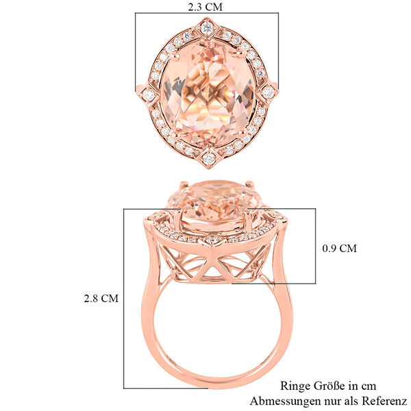 ILIANA AAA Marropino Morganit und Diamant-Ring, zertifiziert und geprüft SI G-H, 750 Roségold  ca. 7,00 ct image number 6