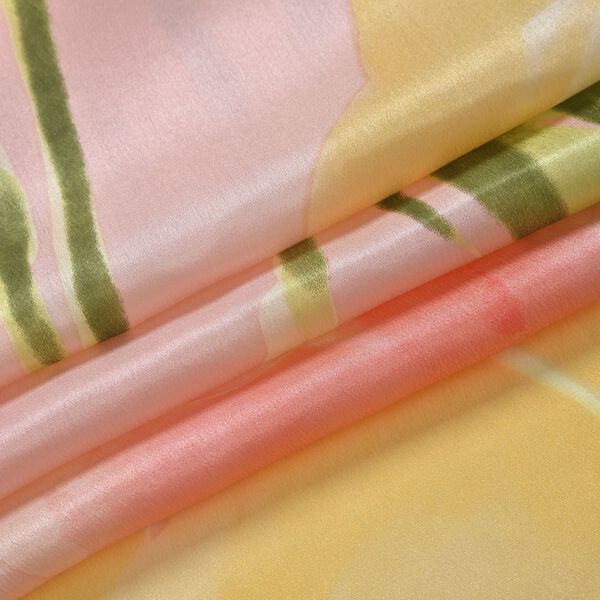 LA MAREY - Seidenschal aus 100% Maulbeerseide, rosa/gelbe Blumen image number 3