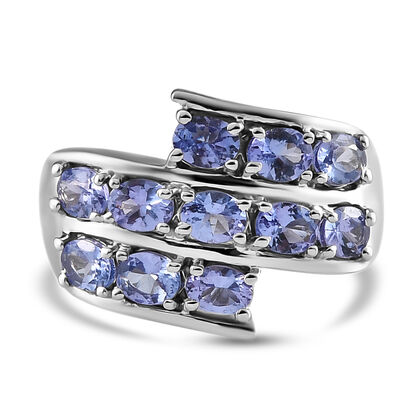 AA Tansanit-Ring, 925 Silber platiniert (Gr&ouml;&szlig;e 16.00) ca. 1,86 ct