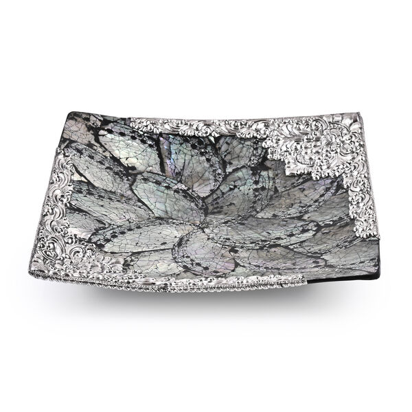 D'Joy Royal Bali- Abalone Muschel quadratische Dekoschale, 925 Silber, 18,5x18,5x3cm