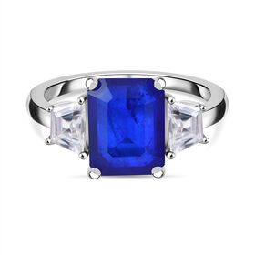 Blauer Spinell und Zirkon Ring, ca. 3,58 ct.