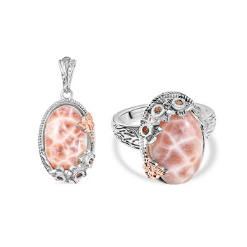 D&rsquo;Joy AA Natrolith und Champagner Zirkon Ring und Anh&auml;nger