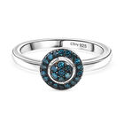 CULLINAN-MINE - Blauer Diamant Ring 925 Silber rhodiniert (Größe 21.00) ca. 0.20 ct