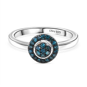 CULLINAN-MINE - Blauer Diamant Ring 925 Silber rhodiniert (Größe 21.00) ca. 0.20 ct