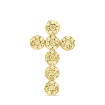 Nat&uuml;rlicher gelber Diamant Kreuz-Anh&auml;nger, 925 Silber Gelbgold Vermeil ca. 0.33 ct