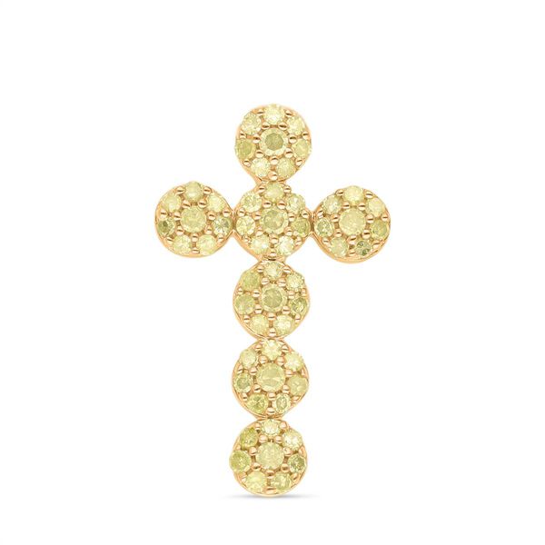 Nat&uuml;rlicher, gelber Diamant Kreuz-Anh&auml;nger - 0,33 ct.