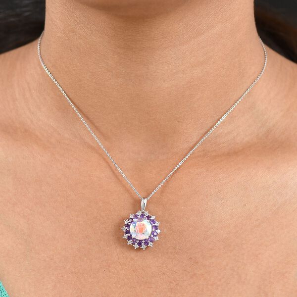 D'Joy Merkur mystischer Topas, afrikanischer Amethyst und Zirkon Ring und Anh&auml;nger mit 45cm Kette image number 3