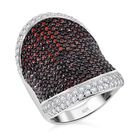 Roter Granat, Weißer Zirkon Ring, 925 Silber Zweifarbig (Größe 18.00) ca. 5.00 ct image number 3