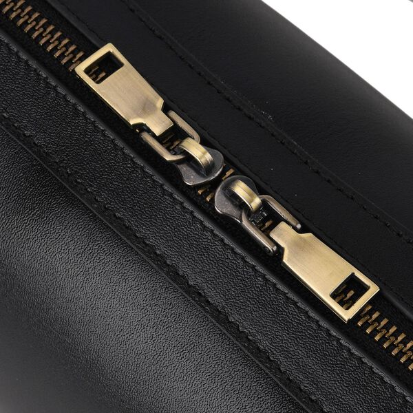 Echtleder Schultertasche, Rei&szlig;verschlussfach, Innenf&auml;cher, 33x12x13cm, Schwarz image number 7