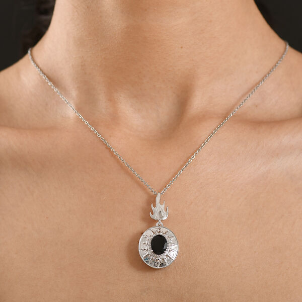 EVER TRUE AA Schwarzer Glasachat, Wei&szlig;er Zirkon Schmuckset ca. 50 cm ca. 2,32 ct. image number 2