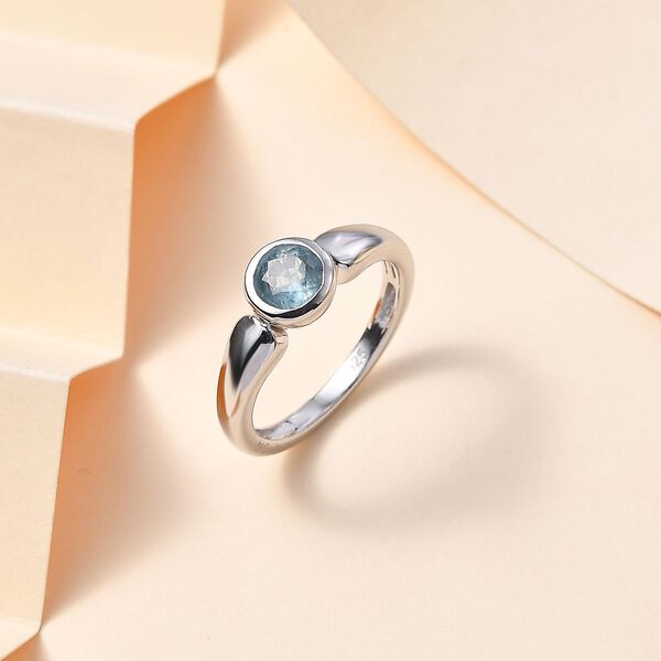 TUCSON FIND - Nat&uuml;rlicher AA Aqua Kyanit Ring 925 Silber rhodiniert (Gr&ouml;&szlig;e 20.00) ca. 1.03 ct image number 2