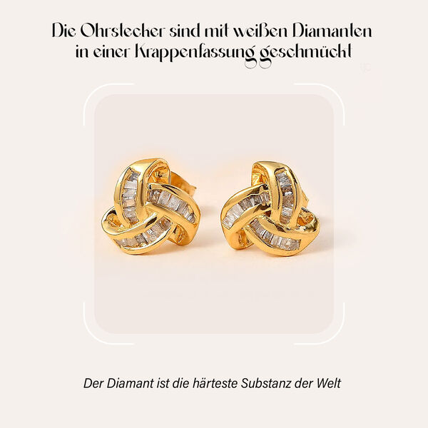 Liebesknoten weiße Diamant-Ohrstecker, 925 Silber vergoldet - 0,25 ct. image number 2