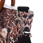 Handtasche mit Holzgriff, Tiger Muster, Größe 32x12x29cm, Braun image number 4