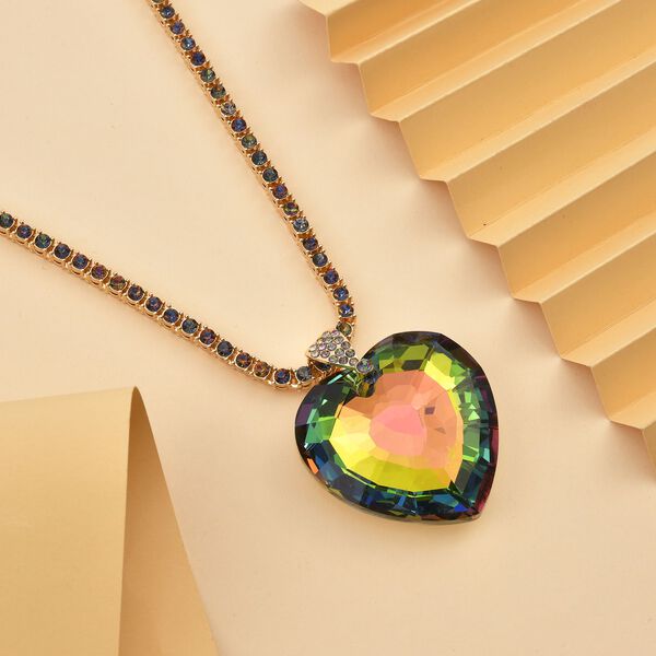 Mysticher Regenbogen Kristall Anhänger mit Kette, Goldfarben image number 2