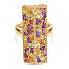 GP Royal Art Deco Kollektion - AA Rhodolith Granat, Citrin Ring 925 Silber 750 Gelbgold Vermeil (Größe 17.00) ca. 2.70 ct