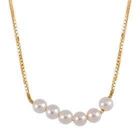 Weiße Muschelkernperle Halskette, 40.5 cm - 3,72 ct,