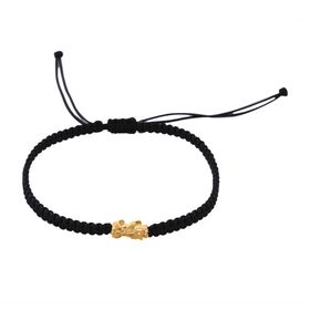 Flexibles Fadenarmband mit Pixiu-Anhänger in 999 Gold, 19cm